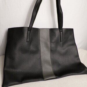 Vince Camuto Thin Pebbled Leather Black & Grey Tote Bag